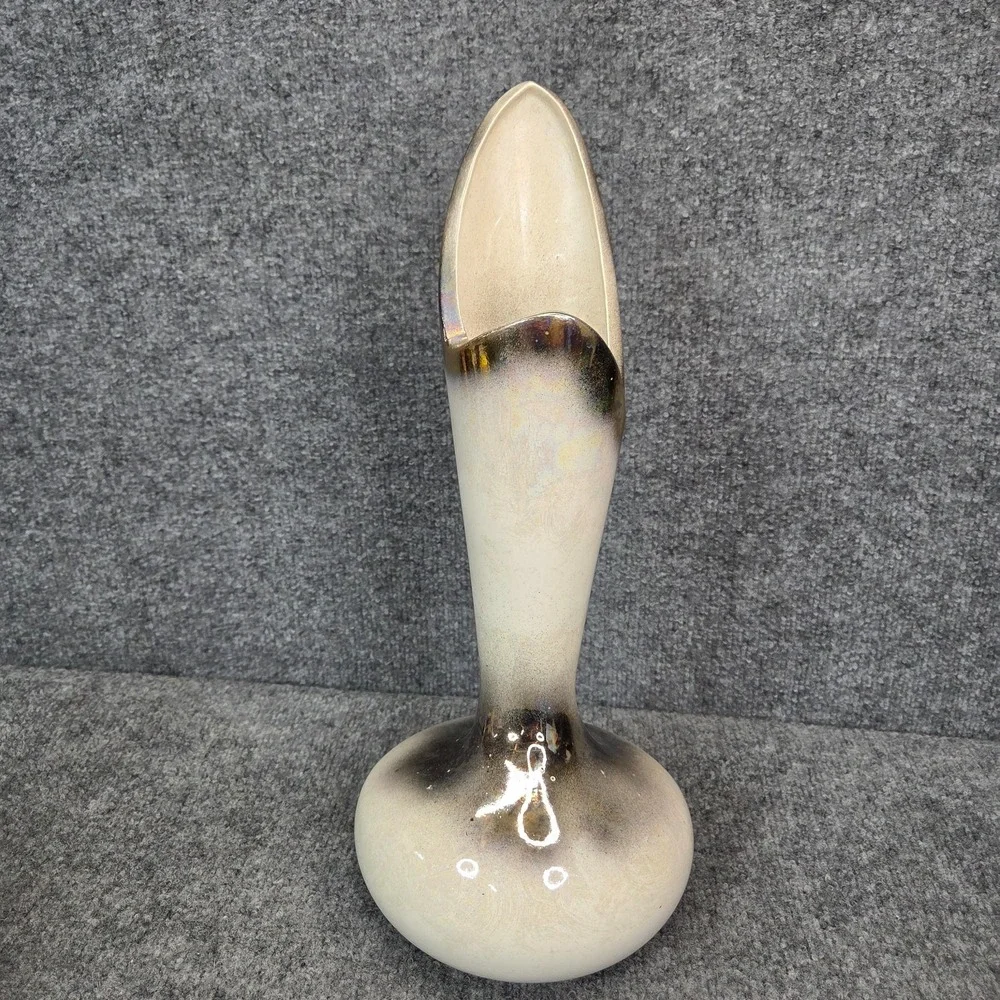 Vintage Royal Haeger Large Vase Lava Glaze Metallic White #R1752 MCM 1950s 16.5